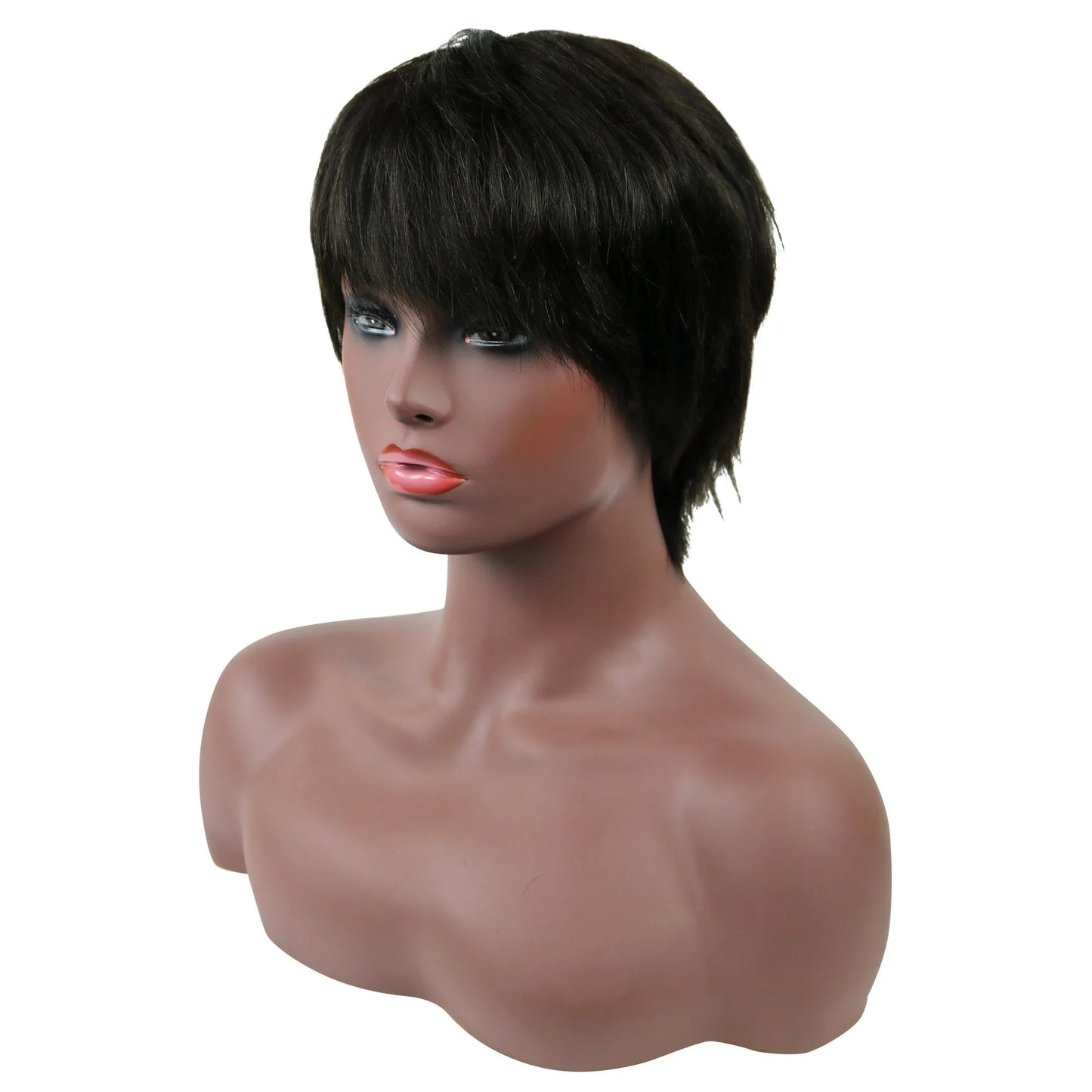 Parrucche di capelli umani senza cappuccio corte e lisce Nia Long Layered 10 pollici