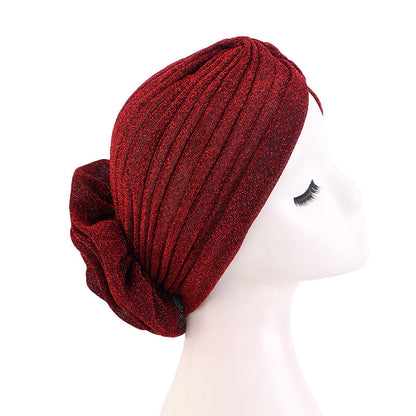 Cross-border new bright silk big flower headscarf hat ethnic style toe cap retro fashion hat TJM-322