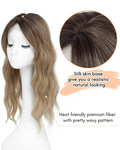 20Inch Wavy Hair Topper for Women Add Volume&Cover Thinning Hair with Natural Looking Hair Piece