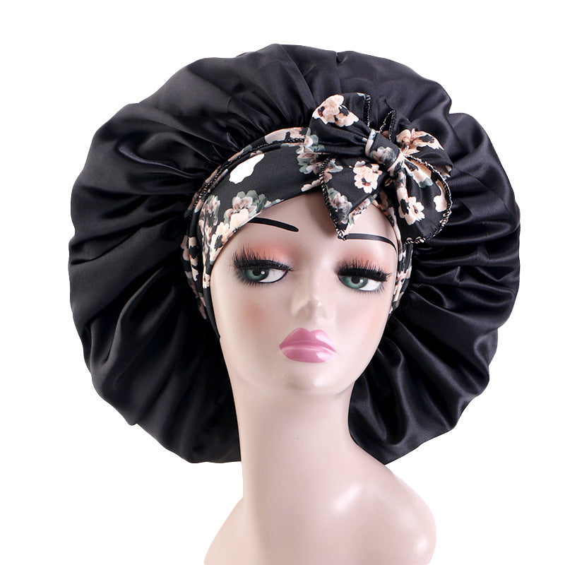 Oem Custom Printed Elastic Ribbon Satin Sleep Cap, African Headscarf Hat, Professional Sleep Cap Source Factory