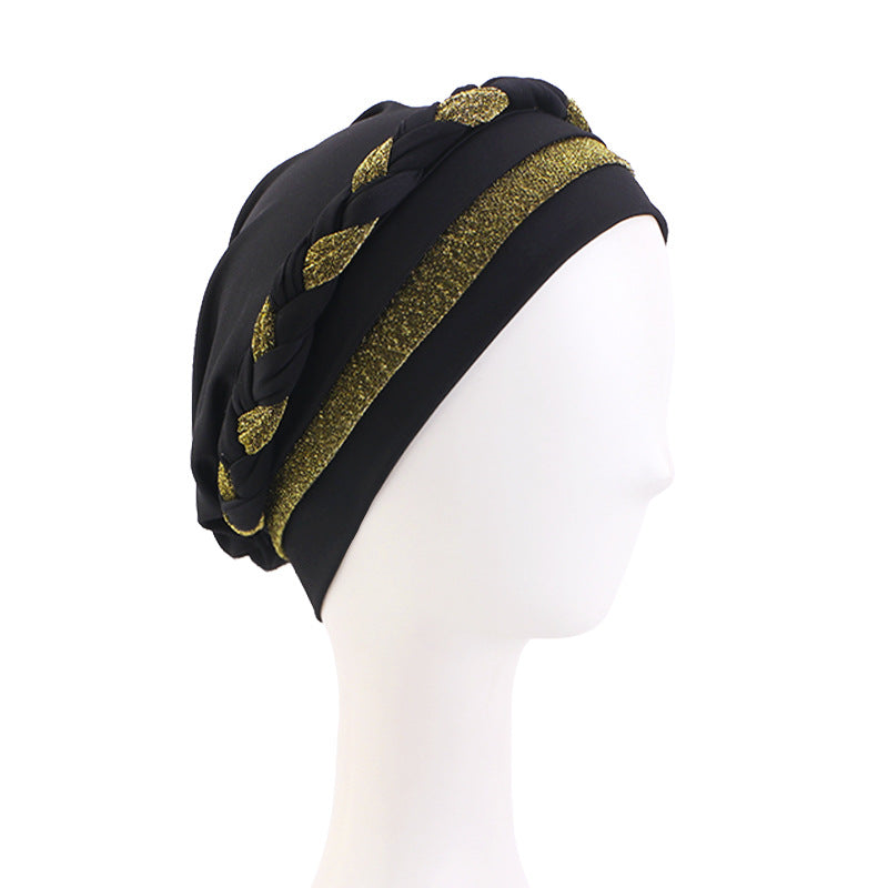 Amazon Supply African Style Shiny Silk Turban Style Turban Hat Braided Chemotherapy Hat Confinement Hat