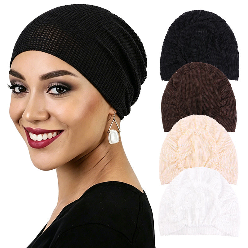 New Cross-Border Breathable Base Cap, Elastic Headscarf Hat, Head Wrap Hat, Solid Color Hat Jdt-524