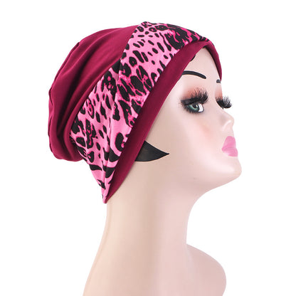 Cross border Bohemian style leopard print headscarf cap elastic toe cap hair care cap JDT-505A