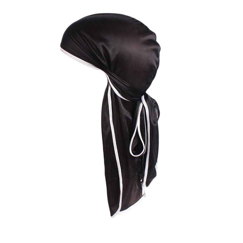 Imitation Silk Edge Long Tail Pirate Hat Hip-Hop Cloak Towel Hat Toe Hat silky durag