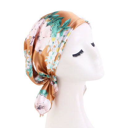 Amazon braid satin headscarf cap amoeba printed triangle sleep home confinement cap JDT-463D