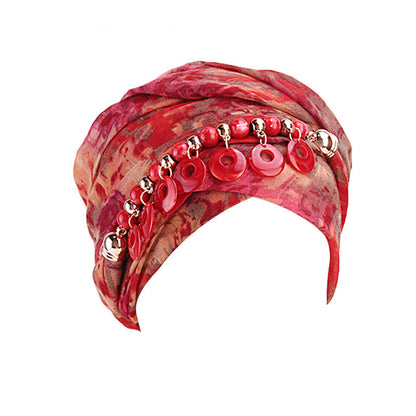 Customized Logo Bali Yarn Necklace Scarf, Ethnic Style Tie-Dye Headscarf Hat, Head Wrap Scarf Wj-22