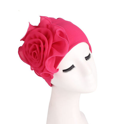 Large Floral Double-Layer Headscarf Hat, Hair Protection and Anti-Hair Loss Cap Tjm-295