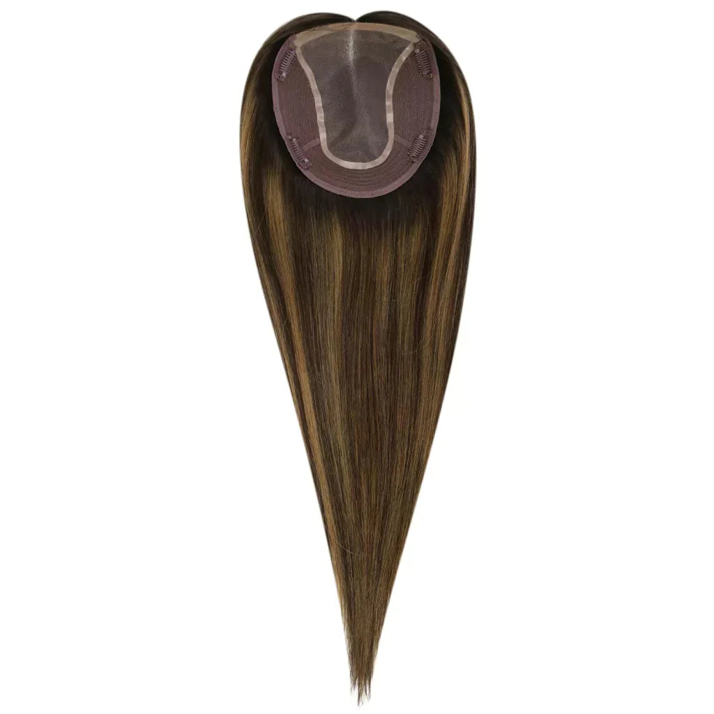 Women Hair Topper 6*7inch Large Base Hair Piece Balayage Brown