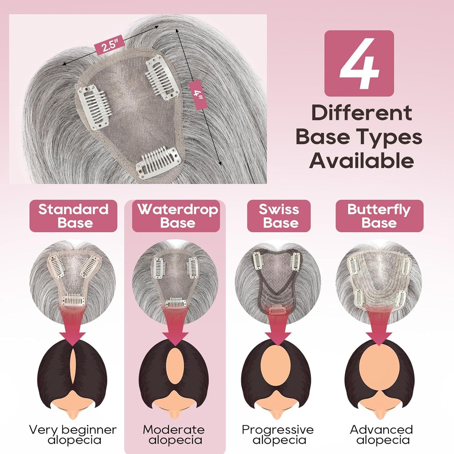 Real Human Hair Topper10 inch Women for Thinning Hair Swiss Base  Hairpiece