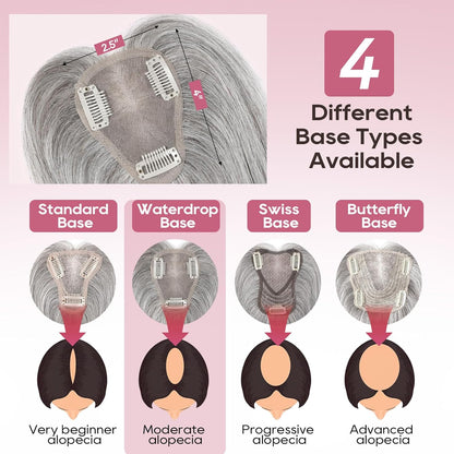 Real Human Hair Topper10 inch Women for Thinning Hair Swiss Base  Hairpiece