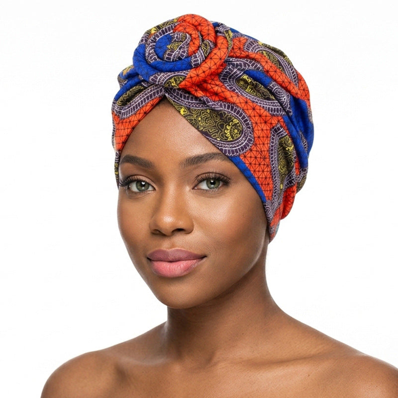 Amazon European and American ethnic style plate Flower headscarf cap elastic printing Indian cap chemotherapy cap TJM-342B