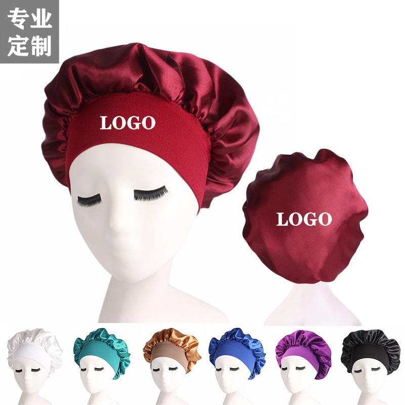 Satin Nightcap Wide-brimmed Hair Band Round Hat Tape Hat Beauty Salon Home Hat TJM-301