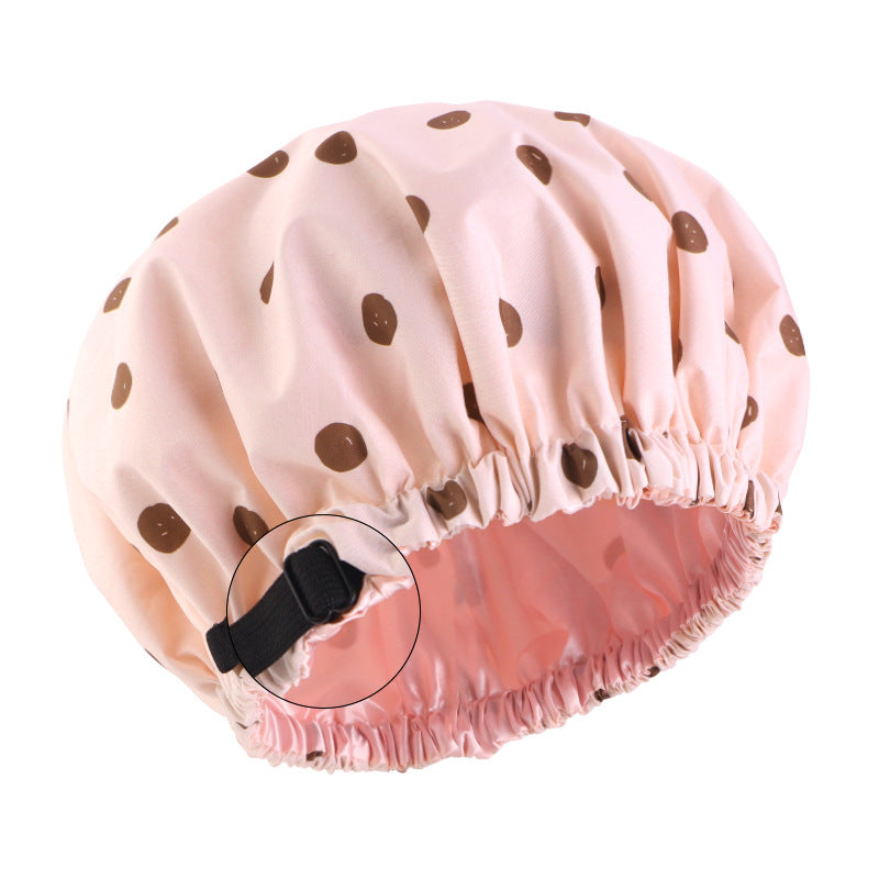Amazon's new polyester lined waterproof cap with adjustable buckle shower care cap and sleep cap JDY-453T