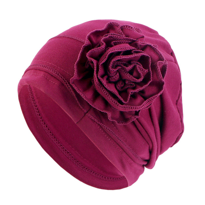 Cross-border new cotton flower elastic turf cap pullover cap moon cap chemotherapy cap JDT-417B