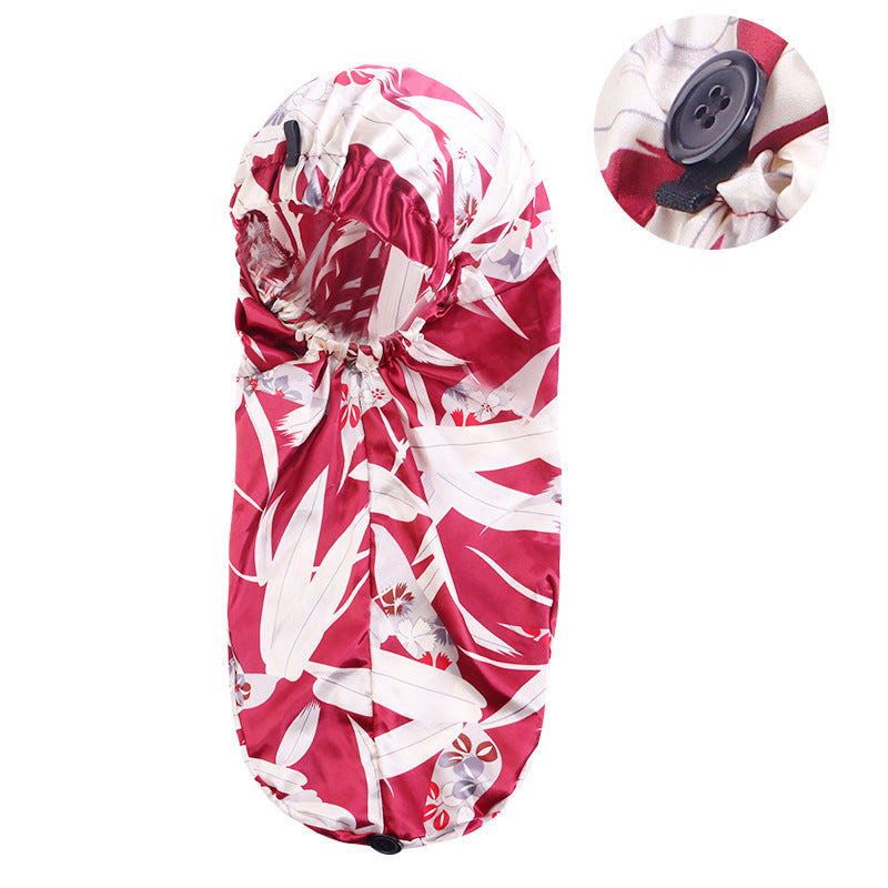 Cross-border Exclusive High Elastic Button Women's Hair Care Cap Dual-use Long Hair Nightcap Shower Cap Amazon Hot Sale