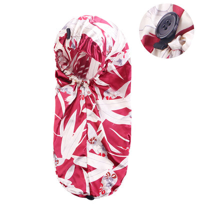 Cross-border Exclusive High Elastic Button Women's Hair Care Cap Dual-use Long Hair Nightcap Shower Cap Amazon Hot Sale