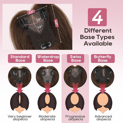 Real Human Hair Topper10 inch Women for Thinning Hair Swiss Base  Hairpiece