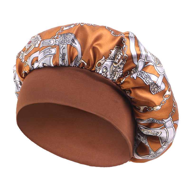 Amoeba wide-brimmed elastic hair band nightcap satin round CAP Beauty hair cap shower cap satin bonnet