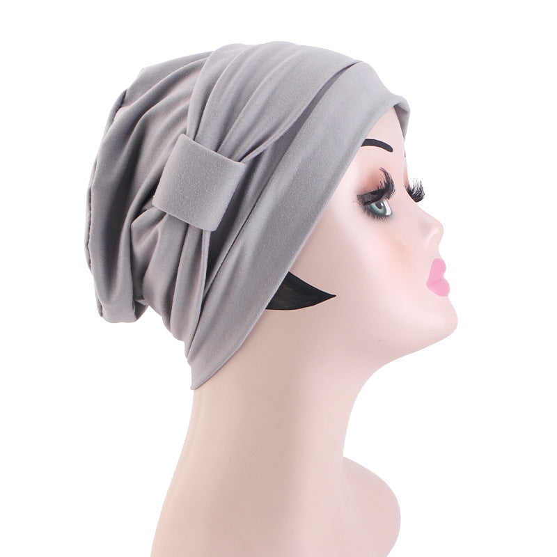 European and American popular solid color flat top knotted headscarf hat simple home hat confinement hat toe cap JDT-532