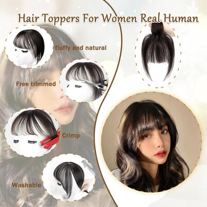 Hair Toppers for Women Real Human Hair Bangs Hair Clip French Fake Clip in Bangs Hair Pieces