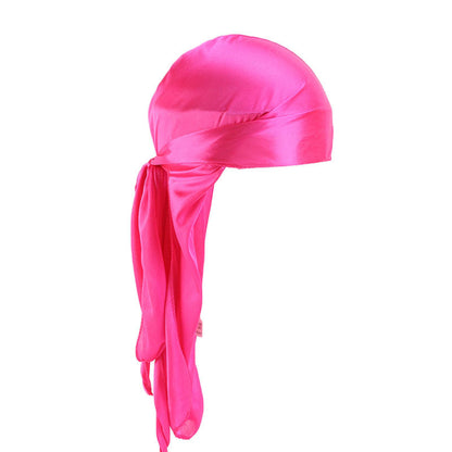 European and American popular artificial silk long tail pirate hat men's and women's bag headscarf hat printable LOGO