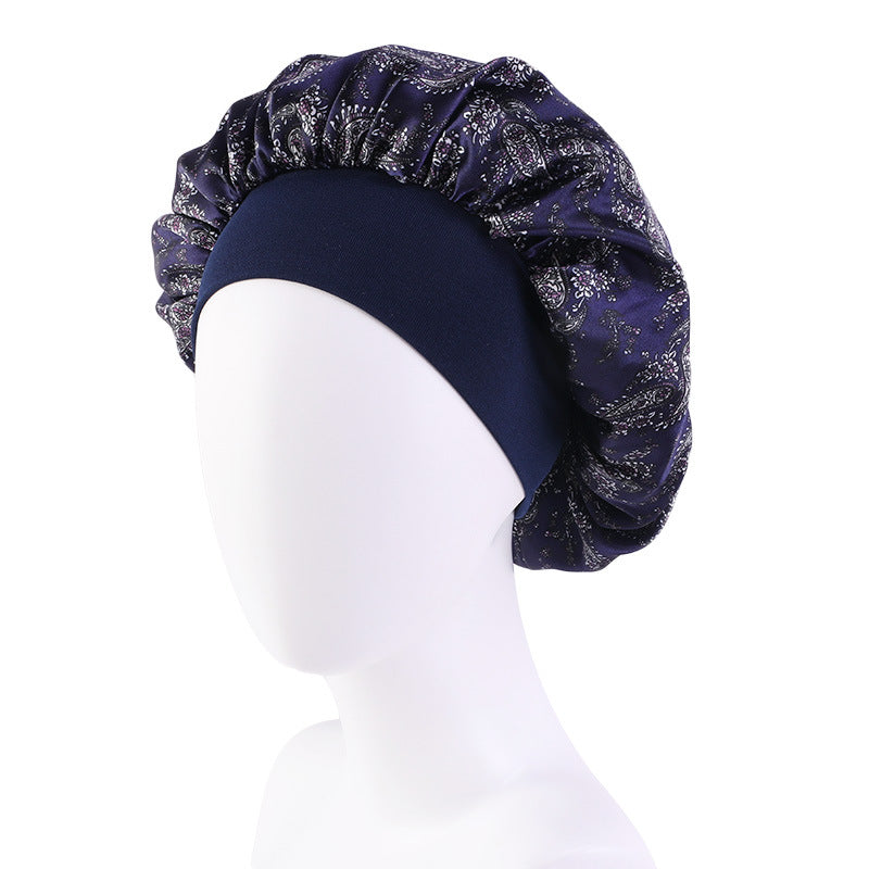 Amoeba wide-brimmed elastic hair band nightcap satin round CAP Beauty hair cap shower cap satin bonnet