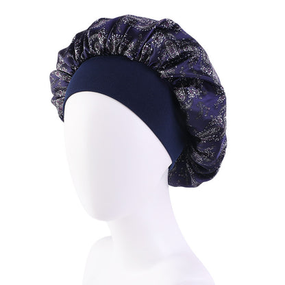 Amoeba wide-brimmed elastic hair band nightcap satin round CAP Beauty hair cap shower cap satin bonnet