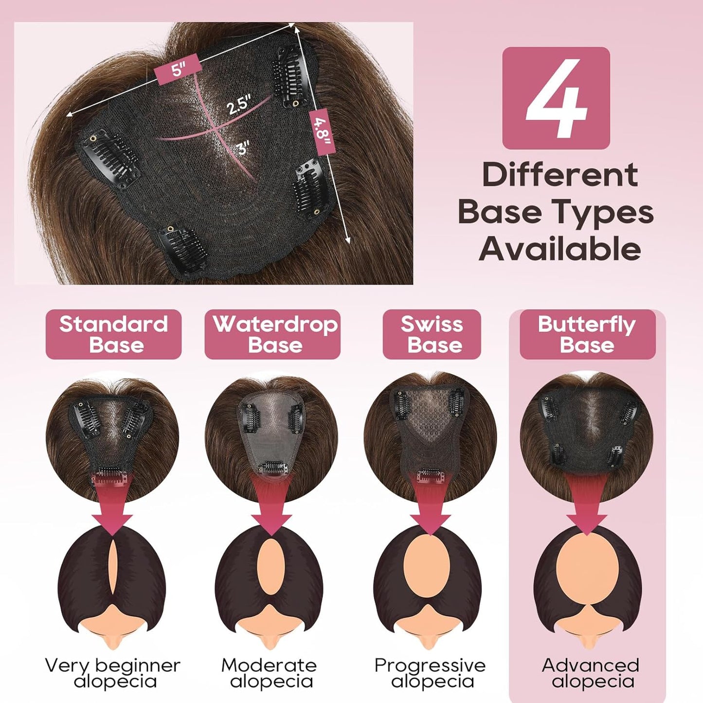 Real Human Hair Topper10 inch Women for Thinning Hair Swiss Base  Hairpiece