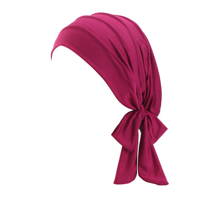 Cross-Border Supply Wide-Brimmed Solid Color Ribbon Turban Hat Base Cap Head Wrap Versatile Hair Care Hat Jdt-509