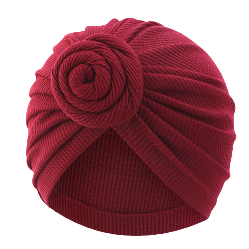New Waffle Cotton Floral Turban Hat, Donut Knot Pullover Hat, Cross-Border Supply Jdt-282K