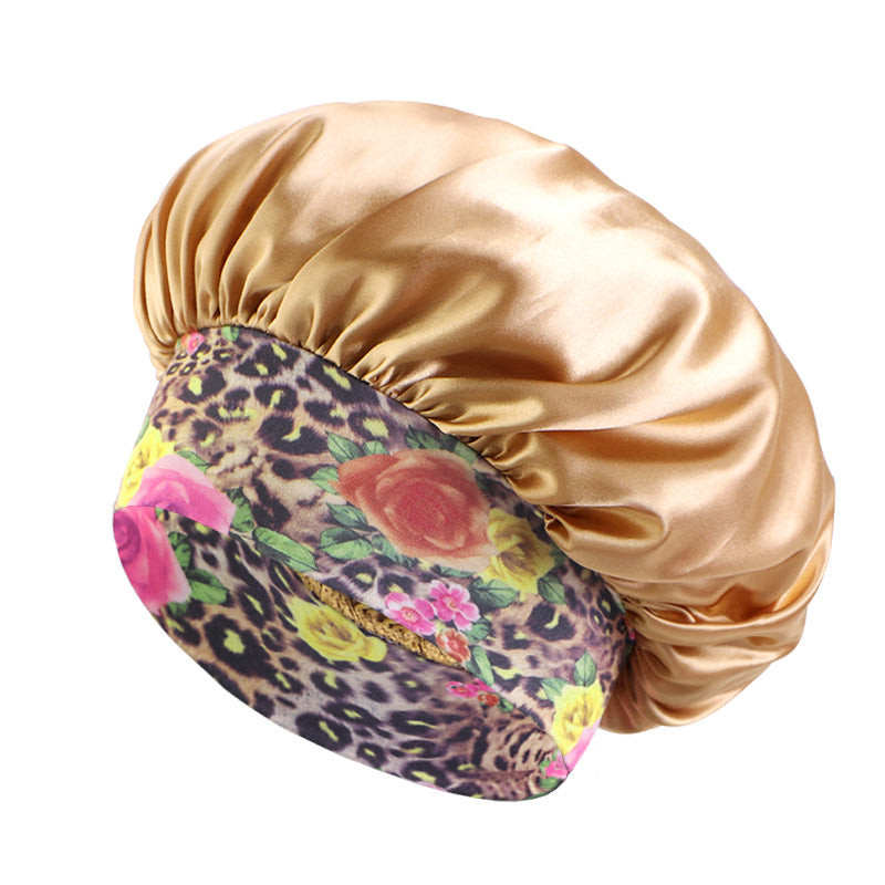 African style printed elastic wide-brimmed satin nightcap beauty makeup hair care hat JDB-405B-3