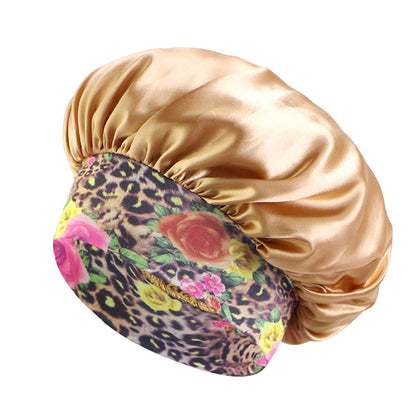African style printed elastic wide-brimmed satin nightcap beauty makeup hair care hat JDB-405B-3