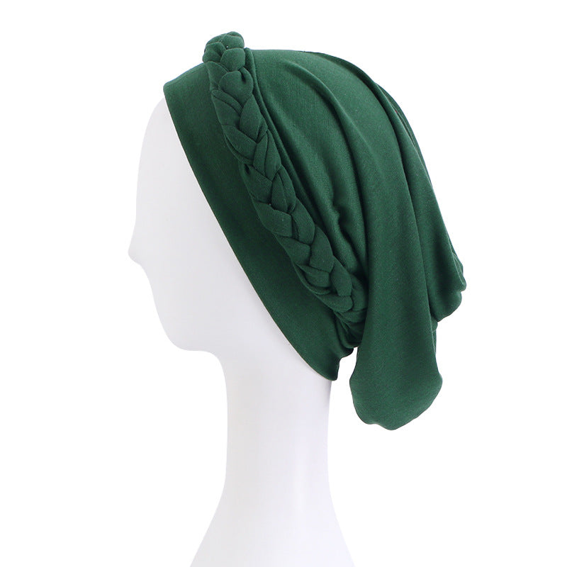 Amazon European and American Pure Color Elastic Ethnic Style Baotou Hat Twist Braid Chemotherapy Cap Confinement Cap Jdt-429C