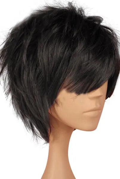 Parrucca di capelli umani veri al 100% di alta qualità, liscia, naturale, elegante, corta, 8 pollici