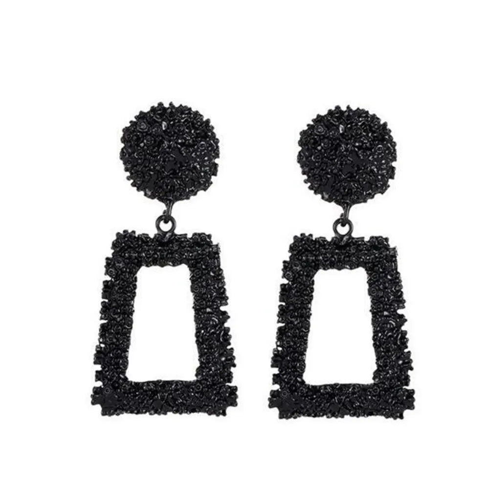 Women/Ladies Korean Style Geometric Pattern E-Plating Technic Alloy Material Drop Earrings