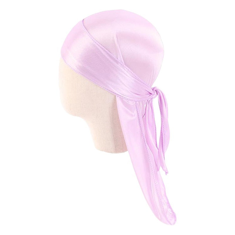 Children's Imitation Silk Pirate Hat Durag Long Tail Turban Hip Hop Cape Hat K-11