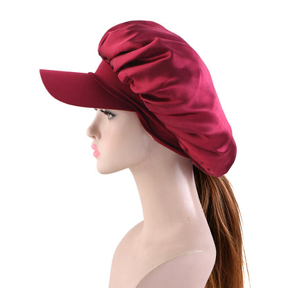 New Double-Layer Satin Brimmed Hat with Adjustable Buckle, Wide-Brimmed Sleep Cap, Hair Care Turban Hat, Hair Care Cap Jdb-301-2E