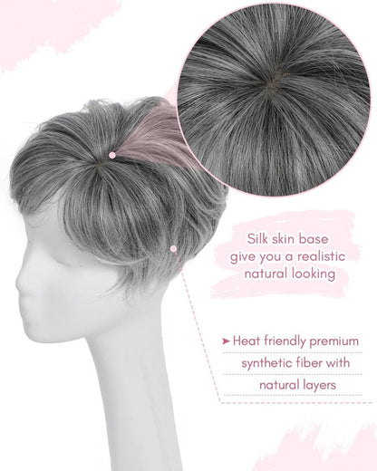 Hair Topper Short Pixie Cut Pieces for Women with Thinning Human Hair Wigs