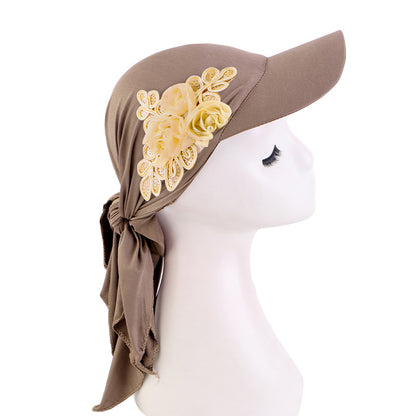Sequin flower accessories cap brim turf hat sunshade baseball scarf all-in-one hat strap sun hat