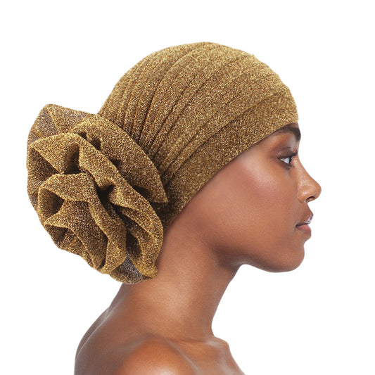 Cross-border new bright silk big flower headscarf hat ethnic style toe cap retro fashion hat TJM-322