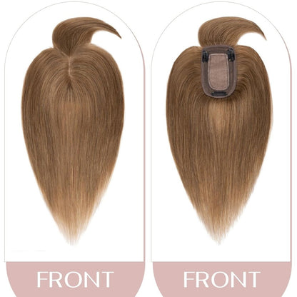 Human Hair Topper with Bangs - Real Human Hair Toppers for Women with Thin Hair