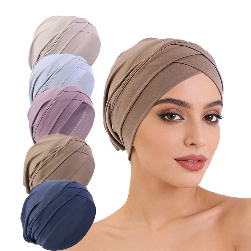 Cross-border supply of double cross elastic turgear hat ethnic wind base cap chemotherapy hat JDT-476