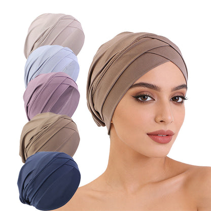 Cross-border supply of double cross elastic turgear hat ethnic wind base cap chemotherapy hat JDT-476