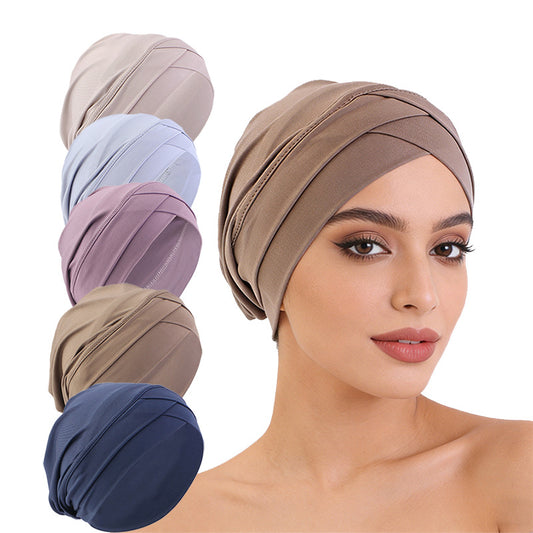 Cross-border supply of double cross elastic turgear hat ethnic wind base cap chemotherapy hat JDT-476