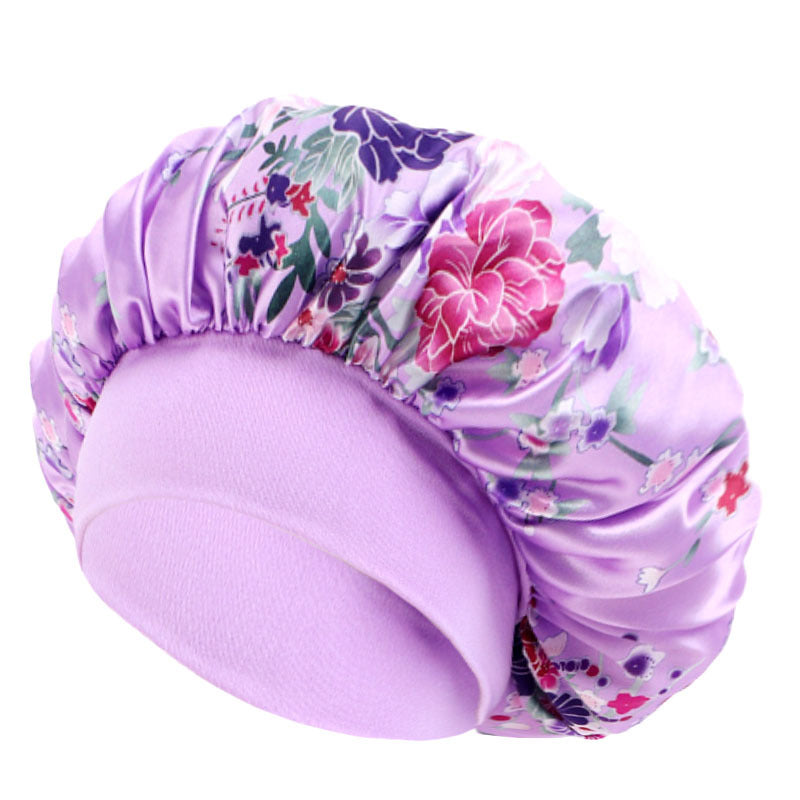 Amoeba wide-brimmed elastic hair band nightcap satin round CAP Beauty hair cap shower cap satin bonnet