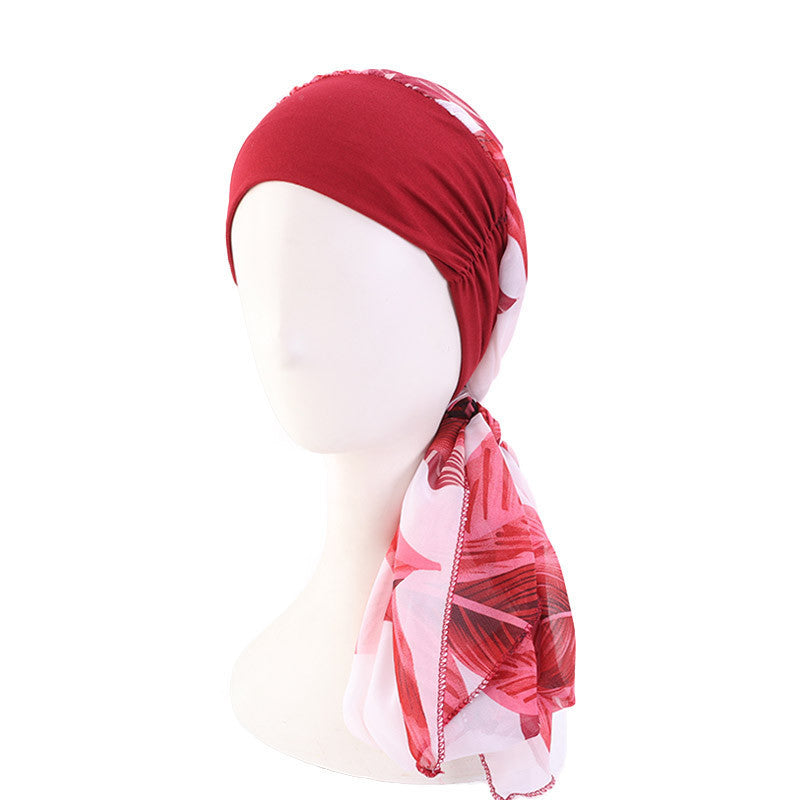 Elastic cotton hair band scarf hat chiffon ribbon headscarf cap toe cap all-match clothing hat