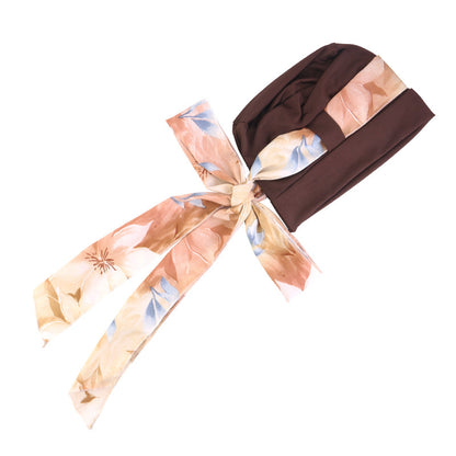 New European and American printed wide edge ribbon headband hat for outdoor tourism, beach headscarf, cross-border hat JDT-531