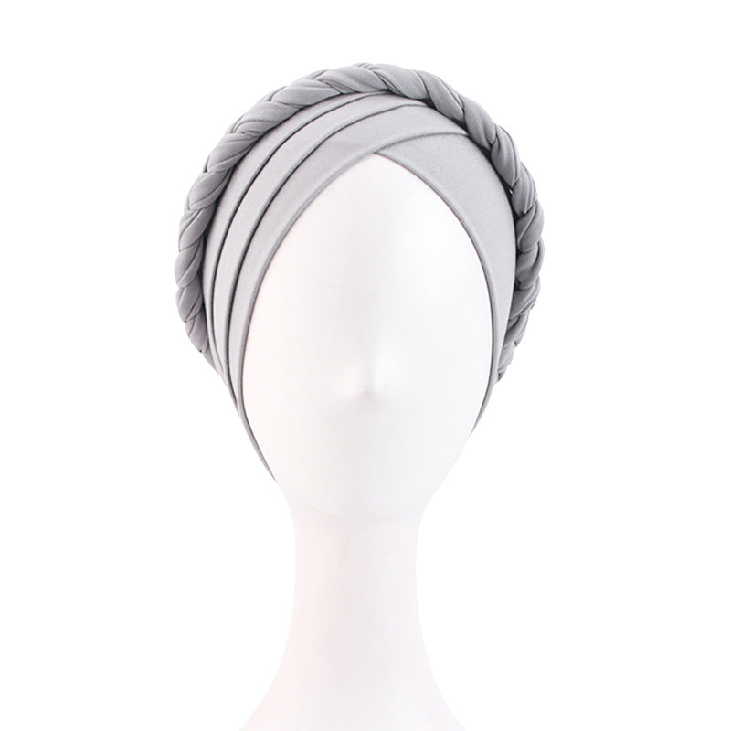 Amazon Source Solid Color Turban Hat, Braided Chemotherapy Hat, Postpartum Hat, Headscarf Hat Jdt-429L