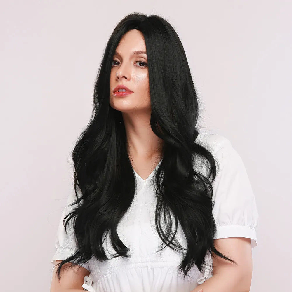 130% Density Women's Long Length Body Wave Synthetic Hair Rose Net Capless Wigs 30Inches