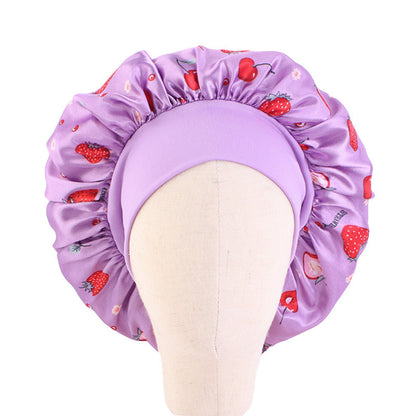 Children's Stretch Wide-brimmed Satin Nightcap Printed Hood JDKB-21A